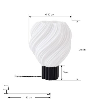 Lindby Stolová lampa Nuvia, výška 39,1 cm, biela, 3D tlač