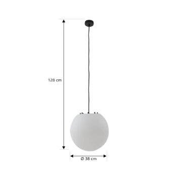 Lindby Vonkajšia závesná lampa Alea, biela, plast, Ø 38 cm