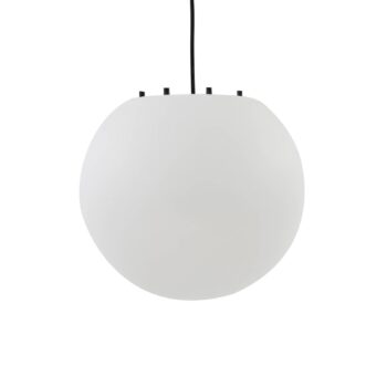 Lindby Vonkajšia závesná lampa Alea, biela, plast, Ø 38 cm