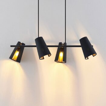 Lindby Zylindro závesná lampa v čiernej, 4-pl.
