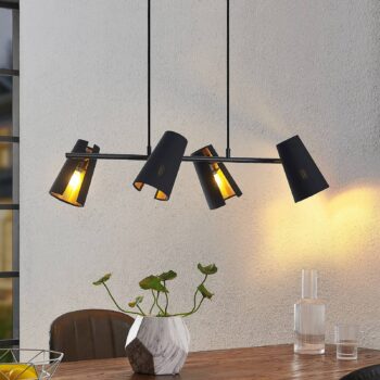 Lindby Zylindro závesná lampa v čiernej, 4-pl.