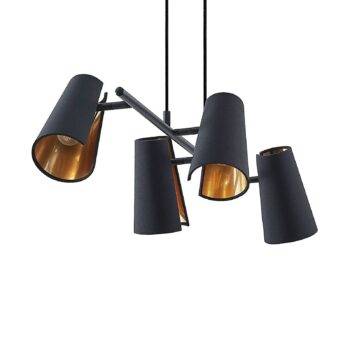 Lindby Zylindro závesná lampa v čiernej, 4-pl.