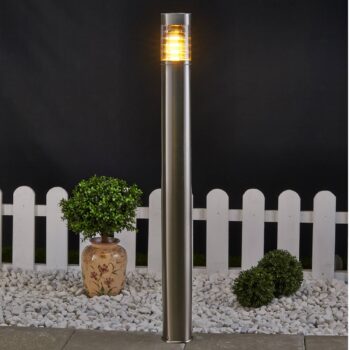 Lindby chodníkové svetlo Enja, 100 cm, nerezová oceľ, IP44, E27