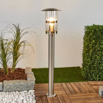 Lindby chodníkové svetlo Noemi, sivá, nerezová oceľ, 80 cm, IP44