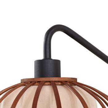 Lindby nástenné svetlo Davella, Ø 26 cm, čierne, bambus, textil