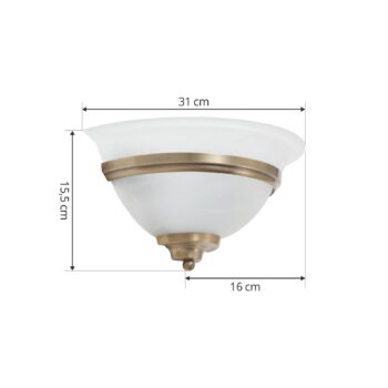 Lindby nástenné svetlo Irimia, 31 cm, starý mosadz, sklo