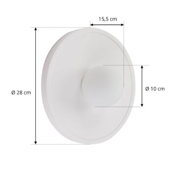 Lindby nástenné svetlo Nielson, biele, sadra, Ø 28 cm