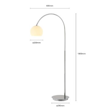 Lindby oblúková lampa Cynthia, niklová farba, sklo, 140 cm, E27