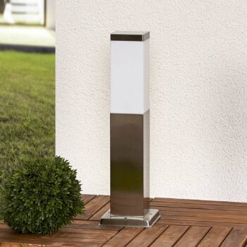 Lindby podstavec Lorian, 45 cm, nerezová oceľ, IP44, E27