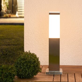 Lindby podstavec Lorian, 45 cm, nerezová oceľ, IP44, E27