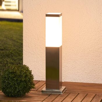 Lindby podstavec Lorian, 45 cm, nerezová oceľ, IP44, E27