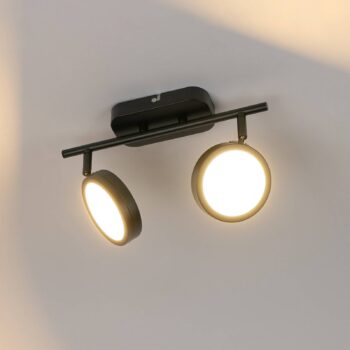 Lindby reflektor Neros, čierny, 2 svetlá, 31,5 cm, CCT, železo