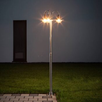 Lindby stĺpikové svietidlo Damion, 200 cm, 3 svetlá, E27, IP44