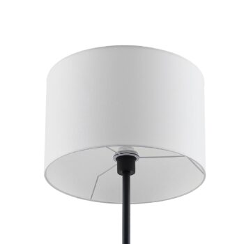Lindby stojaca lampa Aovan, čierna, odkladací priestor, USB port