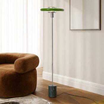 Lindby stojaca lampa Branford, retro, zelená, kov/mramor