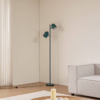 Lindby stojaca lampa Isara, zelená, 165 cm, 2-pl., kov, E27