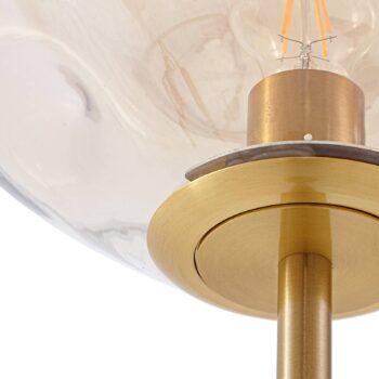 Lindby stojaca lampa Lelia, jantárová, sklo, kov, 150 cm