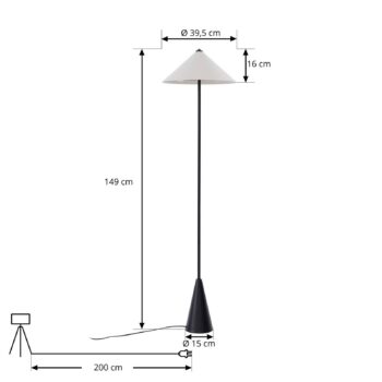 Lindby stojaca lampa Norvik, výška 150 cm, čierna/sivá, kov