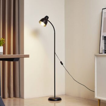 Lindby stojaca lampa Tebbi, čierna, kov, výška 150 cm