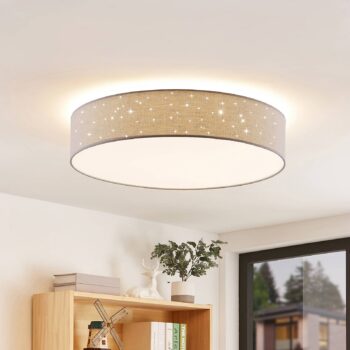 Lindby stropné LED svetlo Ellamina, 60 cm, svetlošedá, textil