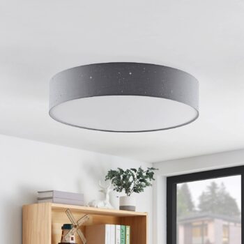 Lindby stropné LED svetlo Ellamina, 60 cm, svetlošedá, textil