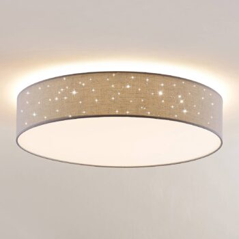 Lindby stropné LED svetlo Ellamina, 60 cm, svetlošedá, textil