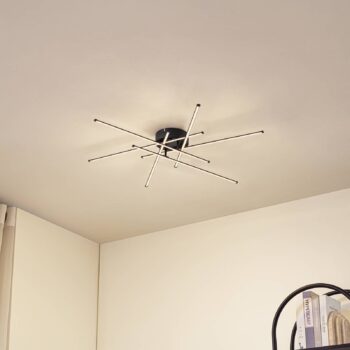 Lindby stropné LED svetlo Elviano, Ø 80 cm, čierne, 3 000 K