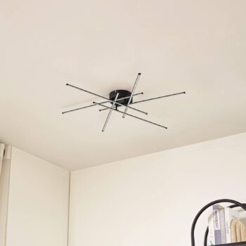 Lindby stropné LED svetlo Elviano, Ø 80 cm, čierne, 3 000 K