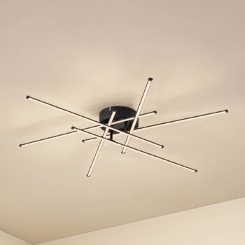Lindby stropné LED svetlo Elviano, Ø 80 cm, čierne, 3 000 K