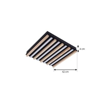 Lindby stropné LED svetlo Firka, biele, drevo, 42cm, CCT, stmievateľné