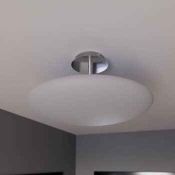 Lindby stropné LED svetlo Gunda, biele, sklo, Ø 48 cm, stmievateľné