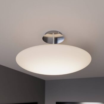 Lindby stropné LED svetlo Gunda, biele, sklo, Ø 48 cm, stmievateľné