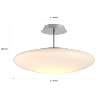 Lindby stropné LED svetlo Gunda, biele, sklo, Ø 48 cm, stmievateľné