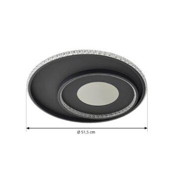Lindby stropné LED svetlo Inessa, Ø 51 cm, čierne, CCT, stmievateľné