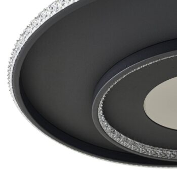 Lindby stropné LED svetlo Inessa, Ø 51 cm, čierne, CCT, stmievateľné