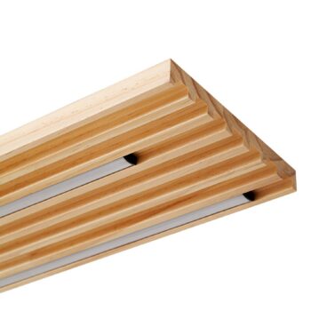 Lindby stropné LED svetlo Madero, borovicové drevo, 90 cm x 20 cm