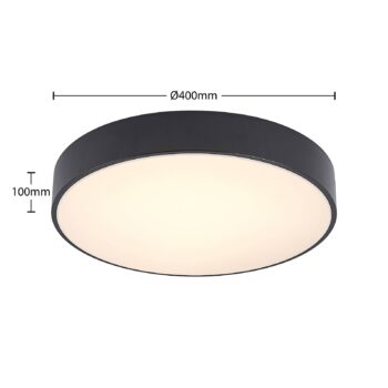 Lindby stropné LED svetlo Milada, čierne, CCT, diaľkové ovládanie