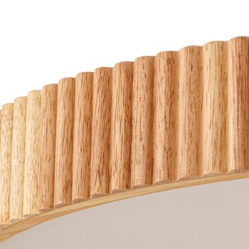 Lindby stropné LED svetlo Velua, biela/svetlé drevo, CCT, Ø 50 cm