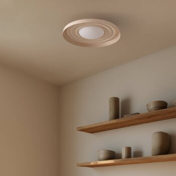 Lindby stropné LED svetlo Waves, béžové, Ø 43 cm, kov