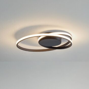 Lindby stropné LED svetlo Youna, čierne, hliník, 39 cm, stmievateľné