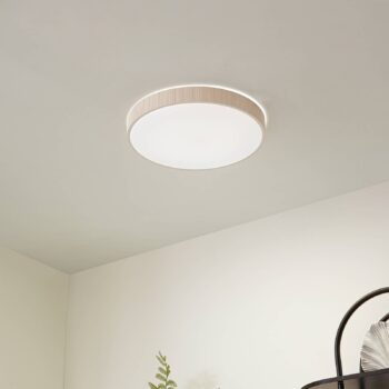 Lindby stropné LED svetlo Zylo, béžové, Ø 49 cm, CCT, stmievateľné