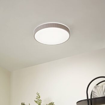Lindby stropné LED svetlo Zylo, svetlošedá, Ø 49 cm, CCT, stmievateľné