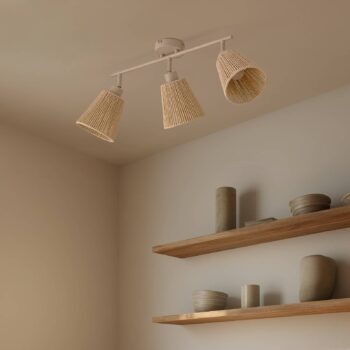 Lindby stropné bodové svetlá Anuva, 72 cm, béžová, papier, 3-pl