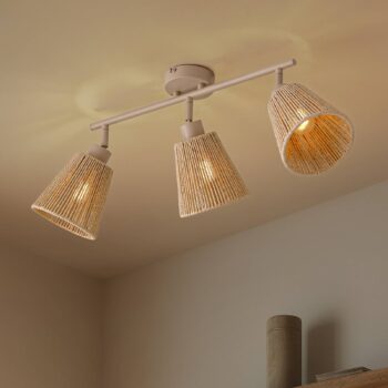 Lindby stropné bodové svetlá Anuva, 72 cm, béžová, papier, 3-pl