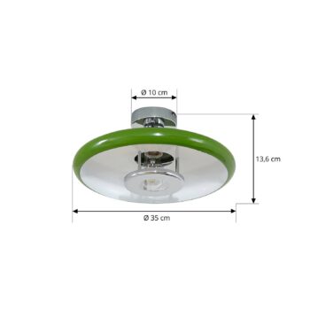Lindby stropné svietidlo Branford, retro, Ø 35 cm, zelené, kov