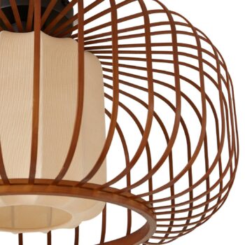Lindby stropné svietidlo Davella, Ø 50 cm, bambus, textil