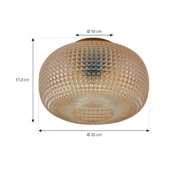 Lindby stropné svietidlo Hildur, Ø 25 cm, jantárové, sklo