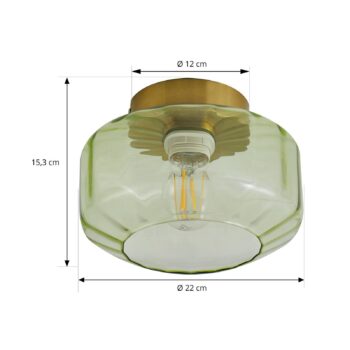 Lindby stropné svietidlo Hildur, zelené, sklo, Ø 22 cm