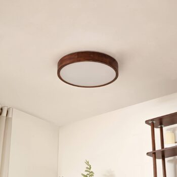Lindby stropné svietidlo Tanju, Ø 50 cm, orechové drevo, 4-pl., E27