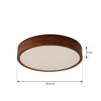 Lindby stropné svietidlo Tanju, Ø 50 cm, orechové drevo, 4-pl., E27